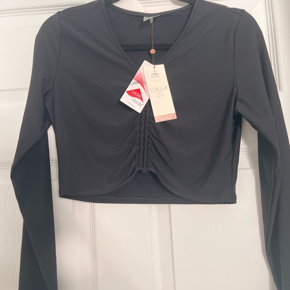 CALIA Black Ruched Rashguard
